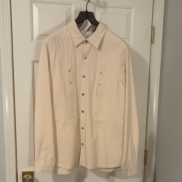 Rick Owens Fogachine Snap Button Fogpocket Outershirt in Natural